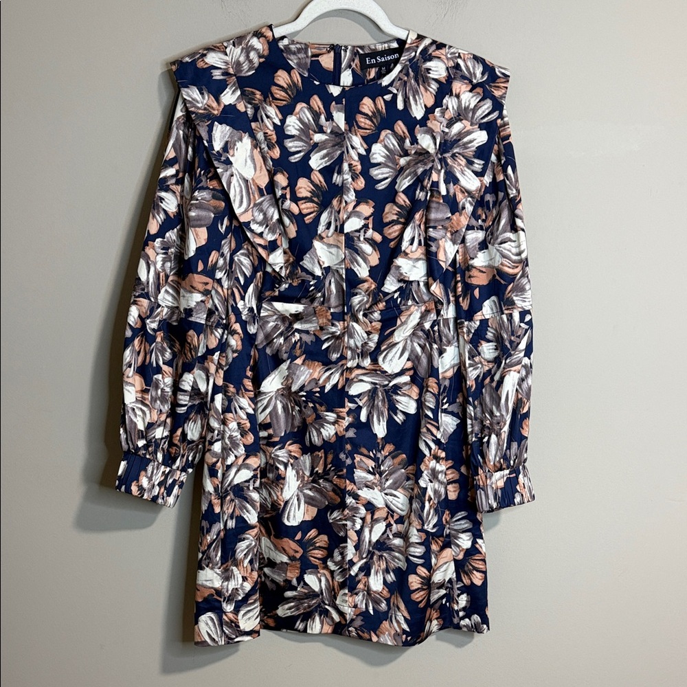En Saison Navy Floral Long Sleeve Dress